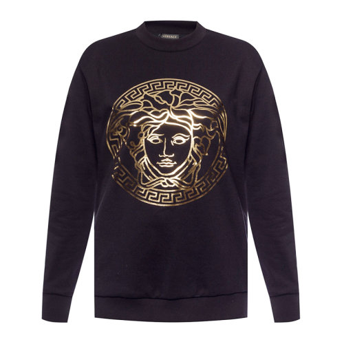 VERSACE/范思哲 女士黑色棉質經典美杜莎頭像裝飾圓領長袖上衣衛衣運動衫套頭衫 A83935-A227994-A1008