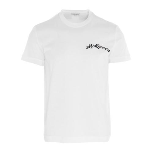 Alexander McQueen/亞歷山大麥昆 男士黑色棉質(zhì)短袖T恤 624180-QRX01-1000