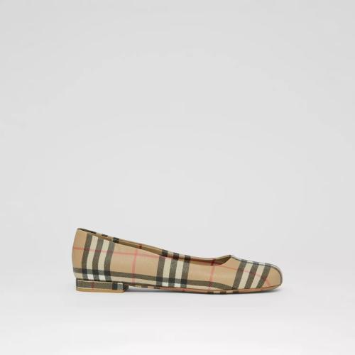  BURBERRY 22年秋冬 女士 Vintage 格紋生物基棉質芭蕾鞋 80464761