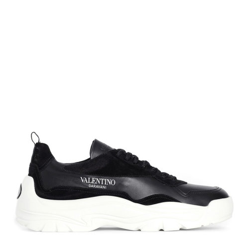Valentino/華倫天奴 男士黑色皮革經典字母徽標印花裝飾休閑鞋運動鞋單鞋男鞋 RY2S0B17-VRN-0NO