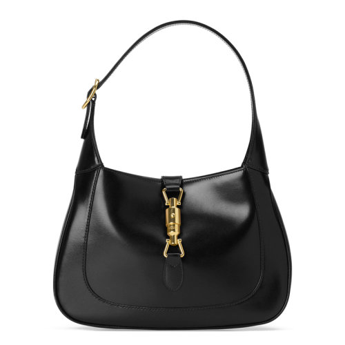 GUCCI/古馳 Jackie 1961 女士小號黑色牛皮鎖扣手提單肩包 636709 10O0G 1000
