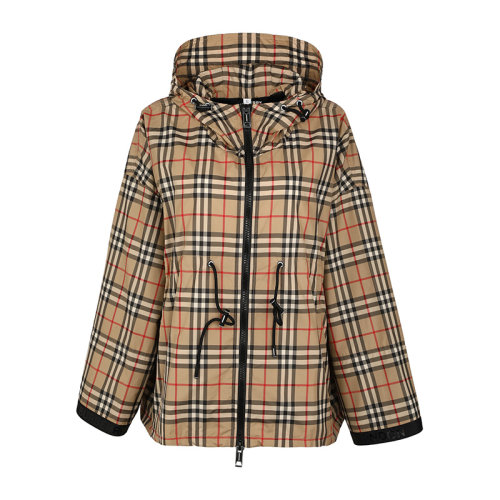 BURBERRY/博柏利經典格紋連帽寬松薄款女士夾克外套8032210