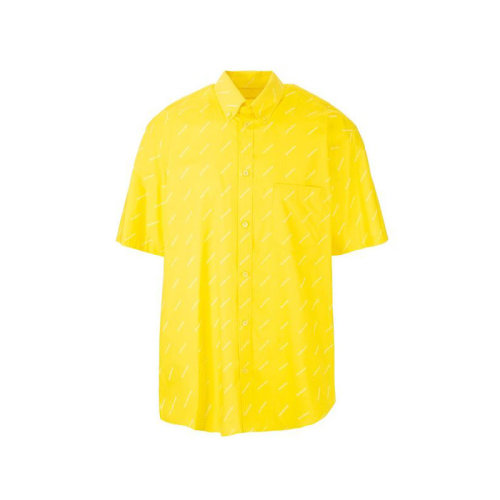Balenciaga/巴黎世家 男士黃色棉質短袖襯衫 534332 TBL96 7560