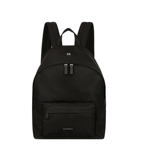 Givenchy/紀(jì)梵希 21新款 ESSENTIEL U系列 男士黑色尼龍徽標(biāo)雙拉鏈開(kāi)合雙肩背包BK508HK17N-001