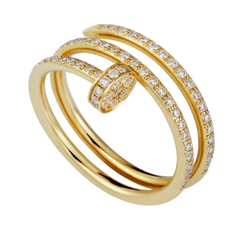 CARTIER/卡地亞 經典Juste un Clou系列 18K金黃金鑲鉆多圈釘子戒指B4211900