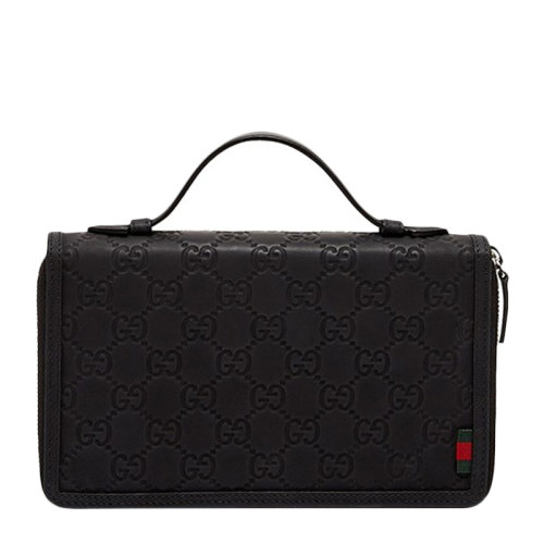 GUCCI/古馳  男士黑色皮革長款錢夾