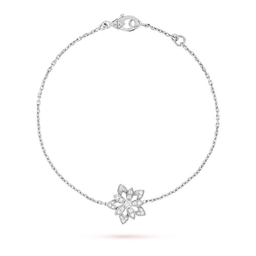 Van Cleef & Arpels/梵克雅寶  18K金白金鑲鉆迷你鏤空蓮花典雅手鏈 VCARP1AB00