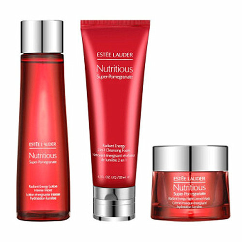 Estee Lauder/雅詩蘭黛  面部護理套裝  紅石榴護膚化妝品套裝  正裝三件套 潔面125ml+精華200ml水+晚霜50ml