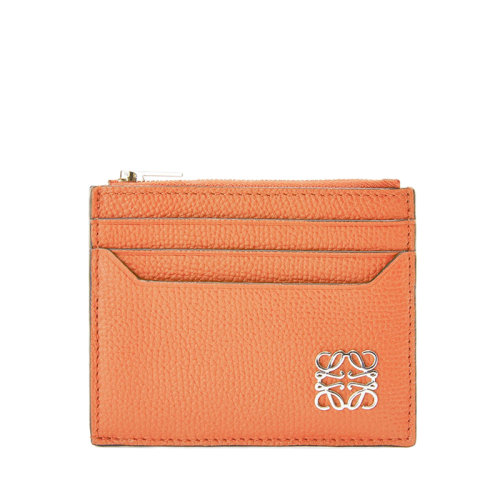 LOEWE/羅意威 22春夏新款 女士珊瑚礁色卵石紋牛皮革銀色金屬徽標裝飾拉鏈卡包卡片夾C821R80X01-6935