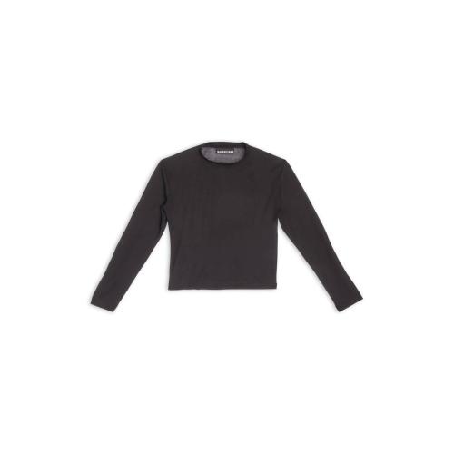  BALENCIAGA巴黎世家 22年秋冬 男士 長袖T恤 Mens Balenciaga Tab Long Sleeve T-shirt Fitted