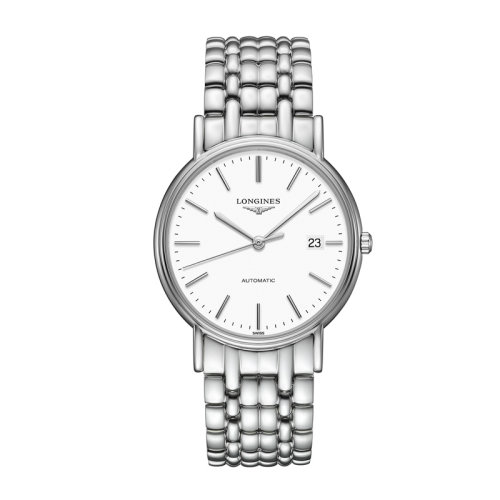 LONGINES/浪琴 時尚系列 自動機械鋼質表殼鋼鏈白色表盤男表L4.921.4.12.6