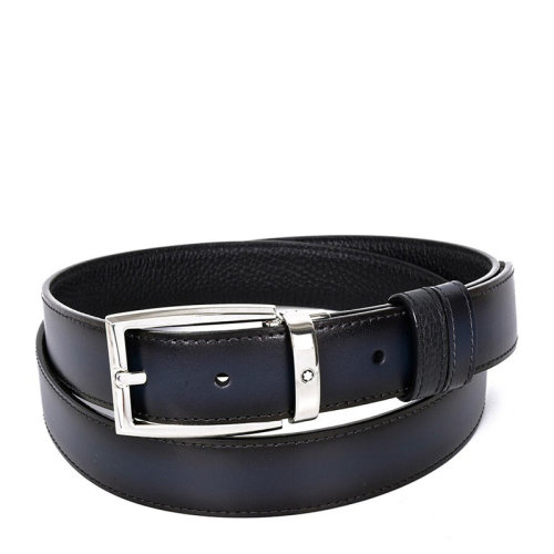 MontBlanc/萬寶龍 男士經典藍色卡扣腰帶皮帶 123899