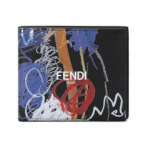 FENDI/芬迪男士牛皮短款錢包錢夾涂鴉LOGO圖案 7M0169 AH8Q
