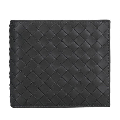 Bottega Veneta/葆蝶家 寶緹嘉 男包方格黑色皮質對折男士錢包 113993 V4651 1000