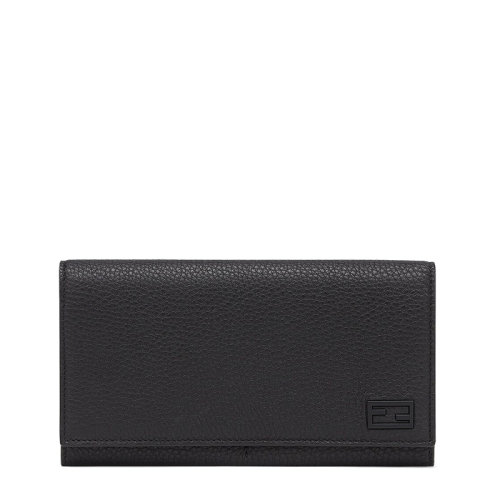 FENDI/芬迪 20  男士黑色小牛皮翻蓋FF徽標(biāo)長款錢包7M0264AG0LF0QA1