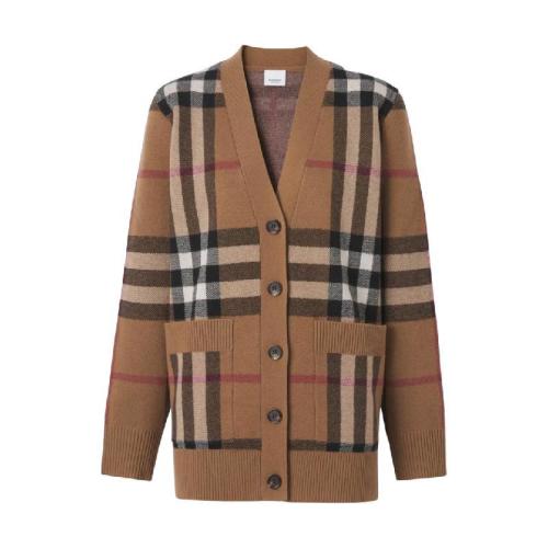  BURBERRY 22年秋冬 女士 格紋羊毛混紡提花開衫 80433721 預定商品1-3周發貨