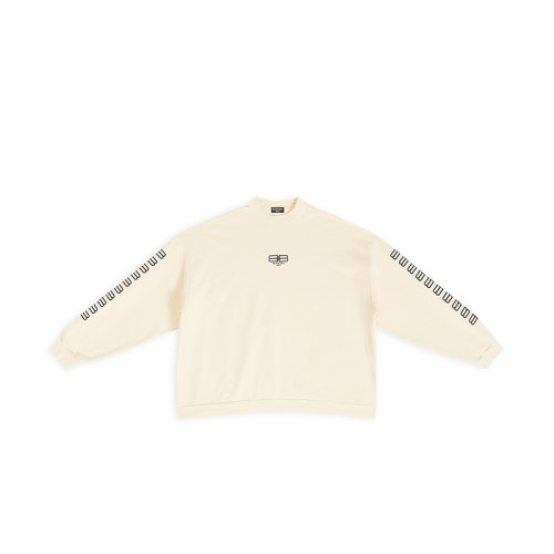 Balenciaga/巴黎世家 22年秋冬新款 男士奶油白色飾有黑色雙B LOGO棉質無帽衛衣699212TMVG69069