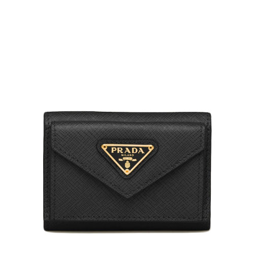 PRADA/普拉達 22春夏新款 女士黑色皮革金標信封袋錢包1MH021_QHH_F0002