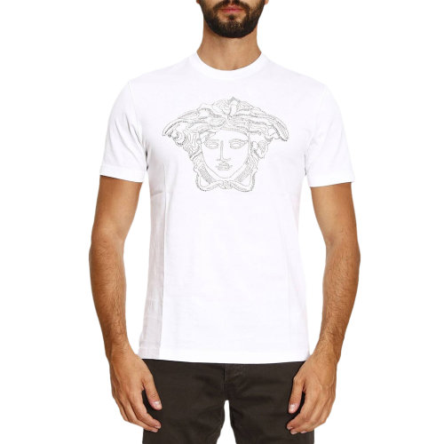 VERSACE/范思哲 男士白色棉質(zhì)圓領(lǐng)短袖上衣T恤 A77205-A201952-A001