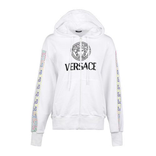 VERSACE/范思哲 美杜莎字母印花女士連帽開胸衛衣女衛衣10015801A01174