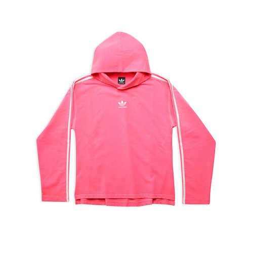 Balenciaga/巴黎世家 22年秋冬新款 ADIDAS聯名系列 女士熒光粉色純棉中重卷絨中號版型連帽衫衛衣723796TNVP55280