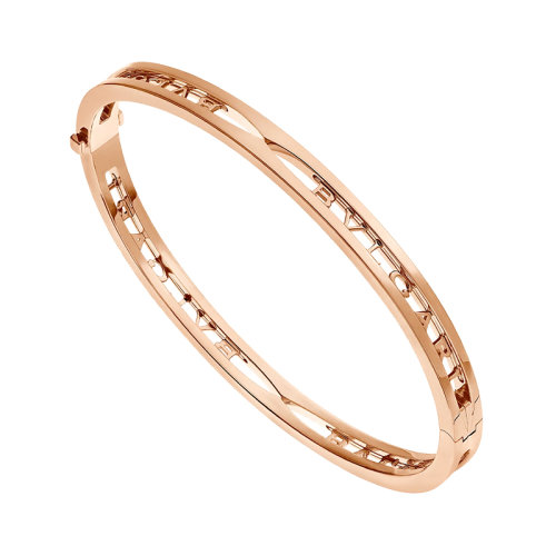 BVLGARI/寶格麗 B.ZERO1系列 男女通用18K金玫瑰金配以BVLGARI徽標(biāo)裝飾的螺旋形手鐲 356239