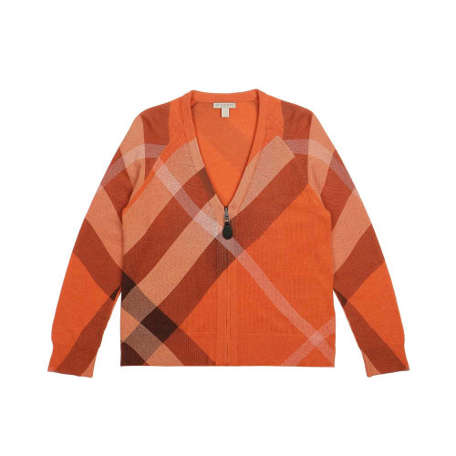 BURBERRY/博柏利 女士橙色棉質經典格紋針織衫毛衣 3923176