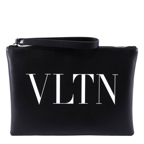 Valentino/華倫天奴  男包女包黑色皮革時尚百搭拉鏈手拿包  RY2P0299LVN ONO