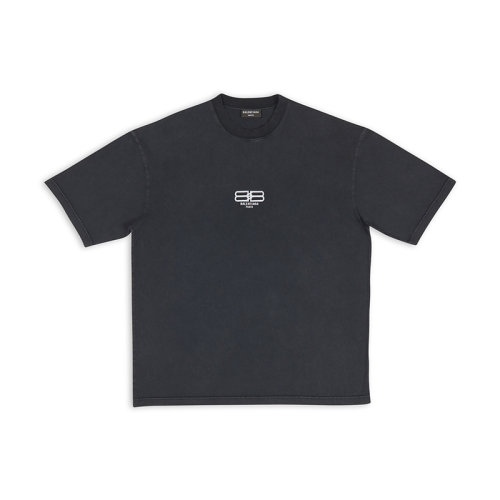 Balenciaga/巴黎世家 22年秋冬新款 男士黑色純棉褪色效果短袖T恤612966TMVG79034
