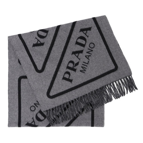 PRADA/普拉達  女士灰色/黑色羊絨圍巾1FS012_2D3D_F0700