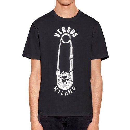  VERSACE/范思哲 男士黑色棉質短袖T恤 BU90651A BJ10388 B1008