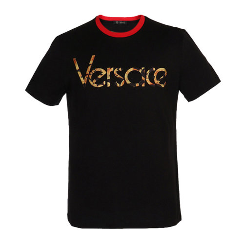 VERSACE 范思哲 男士 服裝 黑色圓領棉質刺繡logo短袖T恤 男士短袖T恤