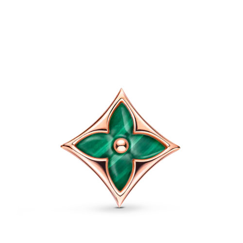 Louis Vuitton/路易威登 BLOSSOM BB系列 經典款單只18k金玫瑰金孔雀石花朵形狀耳釘Q96672
