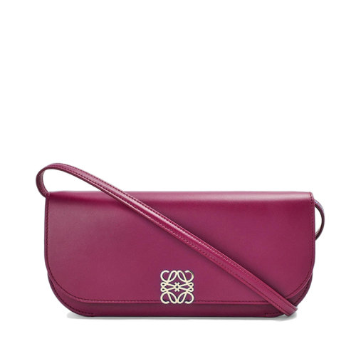 LOEWE/羅意威 22春夏新款Goya Long系列 女士紫水晶色小牛皮風琴單肩手拿包0010642684