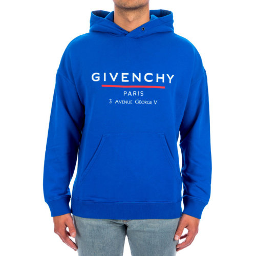 Givenchy/紀梵希 男士藍色棉質經典字母徽標印花裝飾長袖上衣衛衣連帽衫套頭衫運動衫 BMJ05430AF-426