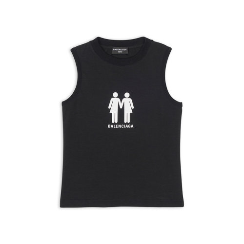Balenciaga/巴黎世家 22年秋冬新款 PRIDE 22系列 男士黑色棉質混紡圖案印花無袖上衣背心698102TMVO41070