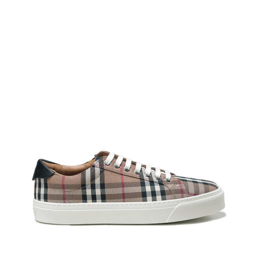 BURBERRY/博柏利【22秋冬新款】男款織物低幫系帶休閑運動鞋帆布鞋樺木棕格紋 80568301