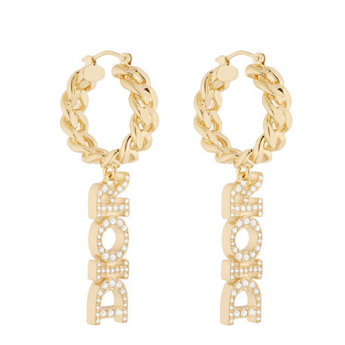 DIOR/迪奧 DIO(R)EVOLUTION系列 女士金色飾面金屬圈型鏈環(huán)仿水晶點(diǎn)綴“DIOR”標(biāo)志耳墜耳環(huán)E1749DVOCY_D301
