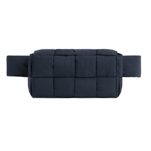 Bottega Veneta/葆蝶家 22新款 男士迷你灰色尼龍翻蓋磁扣開合腰包679763VBO808838