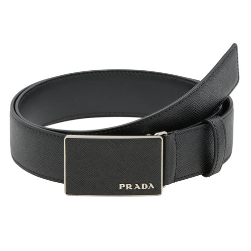 PRADA/普拉達  男士黑色摩洛哥皮革和金屬扣覆蓋腰帶35毫米2CM188_053_F0002