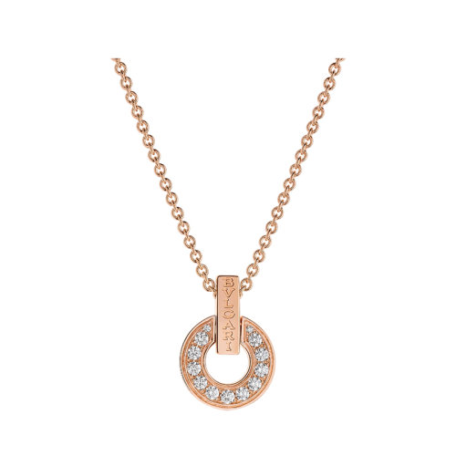BVLGARI/寶格麗 BVLGARI BVLGARI系列 18k金玫瑰金鏤空項鏈鑲嵌密釘鉆石項鏈357312