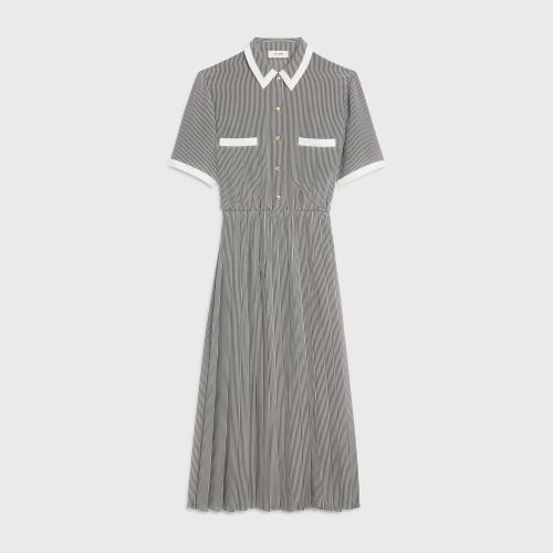  CELINE賽琳思琳 22年秋冬 女士 連衣裙 ROBE CHEMISIER PLISSéE CREPE DE CHINE 2R37E975Q.08