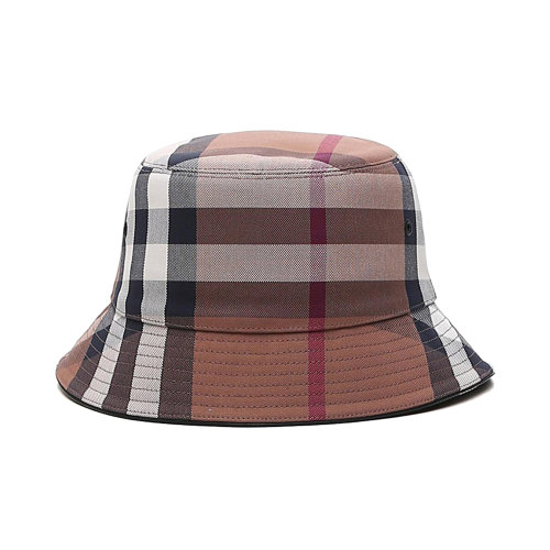 BURBERRY/博柏利 女士樺木棕色棉質格紋漁夫帽禮帽 8041616