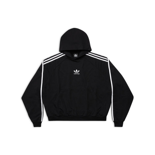 Balenciaga/巴黎世家 22年秋冬新款 ADIDAS聯(lián)名系列 男女同款黑色純棉中重卷絨大號(hào)版型連帽衫衛(wèi)衣729322TNVN28482