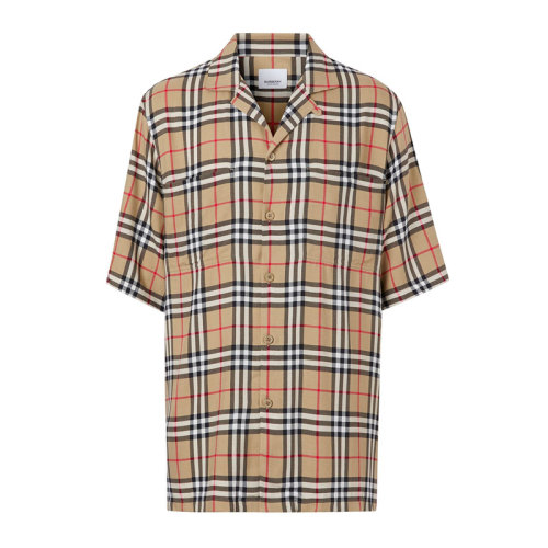 Burberry/博柏利   男裝 服飾  翻領(lǐng)經(jīng)典格紋時(shí)尚襯衣 男士短袖襯衫 8025821經(jīng)典格紋