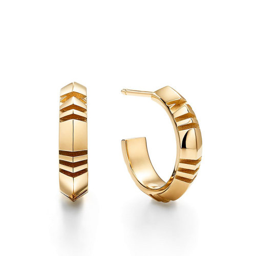 Tiffany & Co./蒂芙尼  Atlas X系列 小號18K金黃金羅馬數字耳環67786203