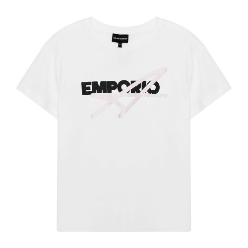 Emporio Armani/安普里奧阿瑪尼 白色 女士設計感品牌標識印花圓領短袖T恤 3H2T7P-2J30Z-0100