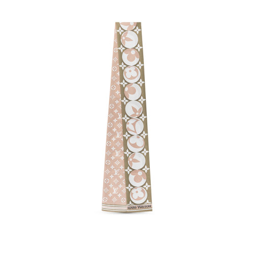 Louis Vuitton/路易威登 22年春夏新款 MONOGRAM MARBLES CLASSIC系列 女士卡其米色/白色桑蠶絲老花圖案絲巾束發(fā)帶M77531