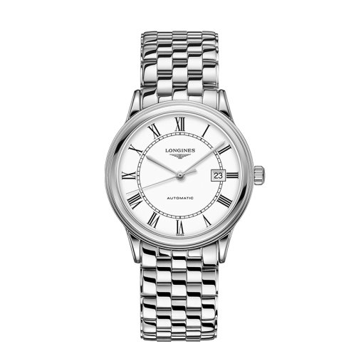 LONGINES/浪琴  軍旗系列精鋼白色表盤自動機械男士腕表40毫米L4.984.4.21.6