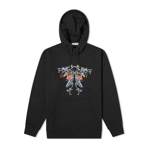 GIVENCHY/紀梵希 男裝 服飾 黑色霓虹燈印花連帽衫棉質連帽衛衣 男衛衣